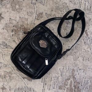 Harley-Davidson Black Leather Messenger Bag